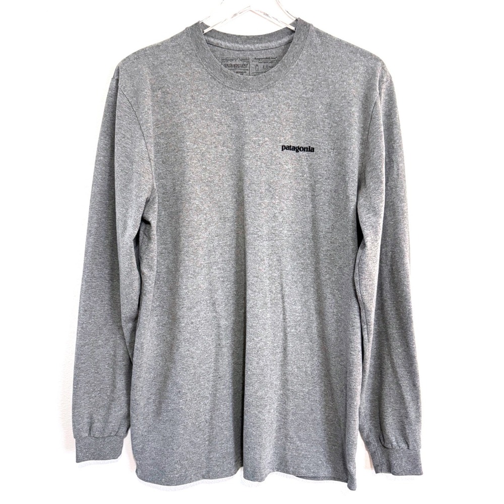 Patagonia Men's Long-Sleeved P-6 Logo Responsibili-Tee - Gravel Grey